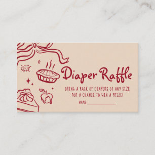 Hand Drawn Cutie Pie Autumn Baby Diaper Raffle Enclosure Card