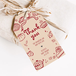 Hand Drawn Cutie Pie Autumn Baby Shower Favor Tags