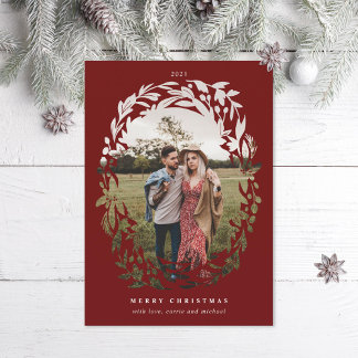 Hand-Drawn Cutout Wreath Frame Red Holiday Photo
