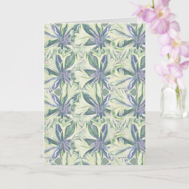 Hand drawn Cyanus Floral Pattern Blank Card (Orchid)