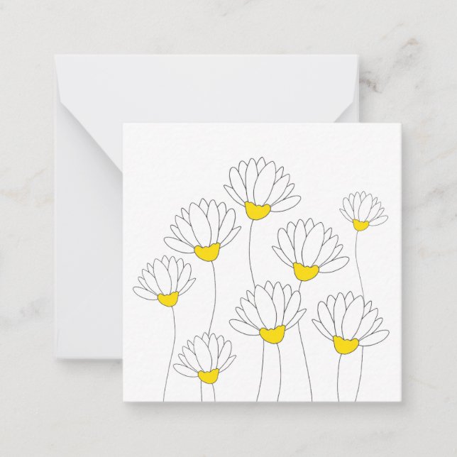 Hand Drawn Daisy Stems Note Card (Front)