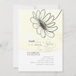Hand-Drawn Daisy Yellow Bridal Shower Invitation