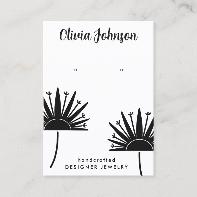 Hand Drawn Dandelions Jewelry Earring Display Business Card (Front)