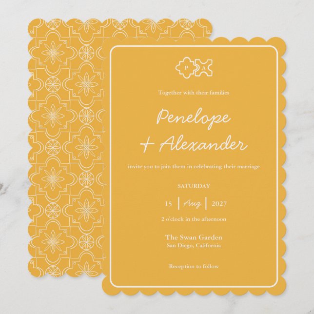 Hand Drawn Delicate Flower Pattern Wedding Invitation (Front/Back)