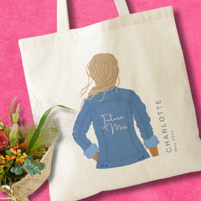 Hand Drawn Denim Jacket Blonde Hair Future Mrs Tote Bag (Creator Uploaded)