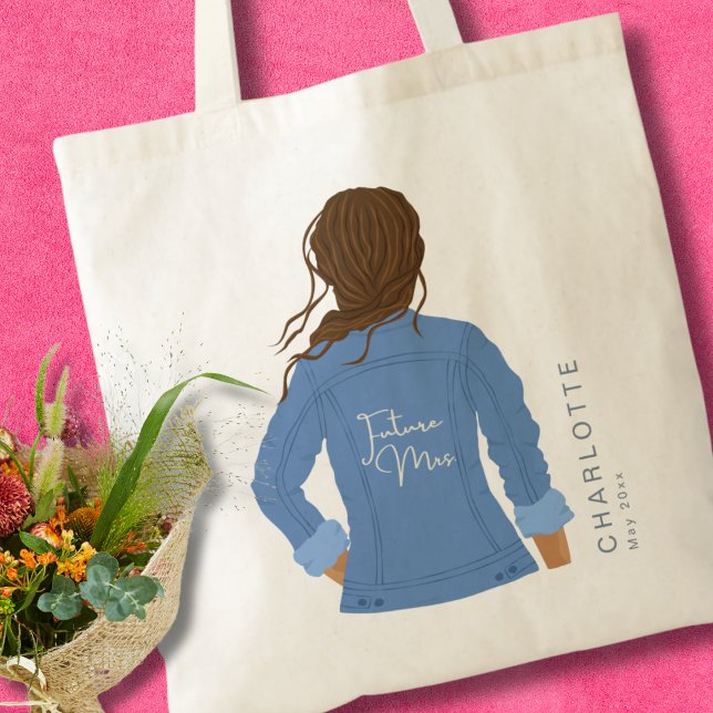Hand Drawn Denim Jacket Brown Hair Future Mrs Tote Bag (Creator Uploaded)