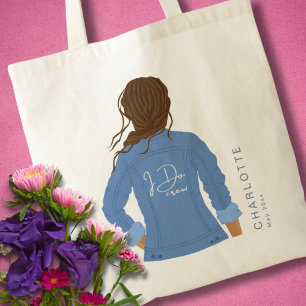 Hand Drawn Denim Jacket Brown Hair I Do Crew Tote Bag
