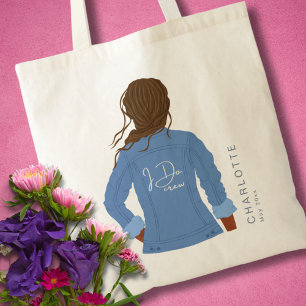 Hand Drawn Denim Jacket Dark Hair & Skin I Do Crew Tote Bag