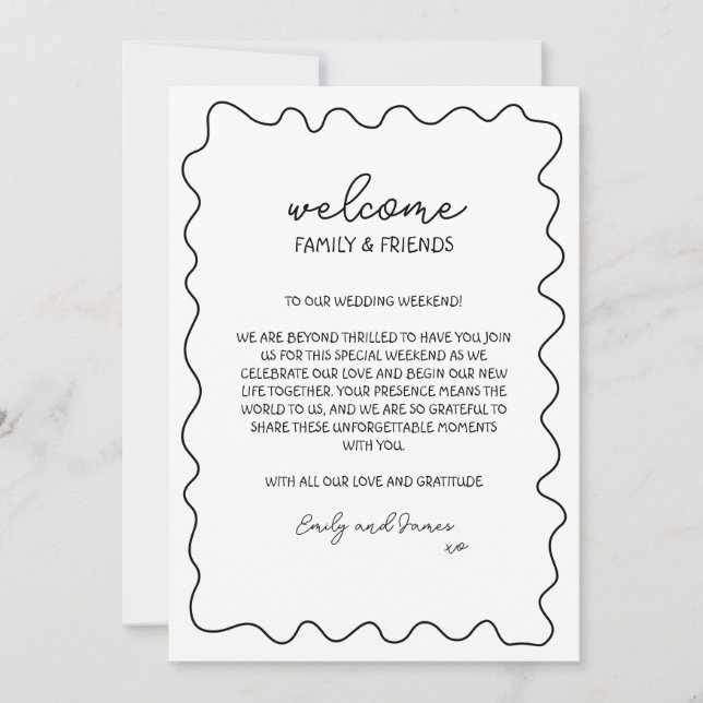 Hand Drawn Destination Wedding Welcome Bag Note  (Front)