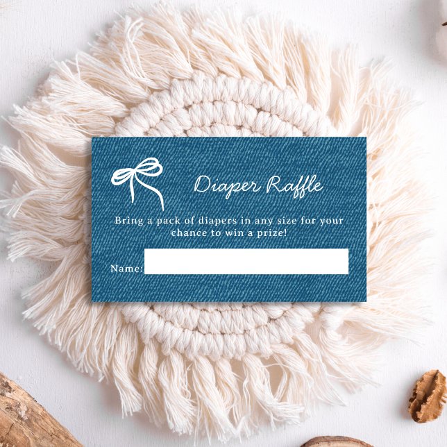 Hand Drawn Diaper Raffle Blue Jean Baby Shower Enclosure Card (Creator Uploaded)