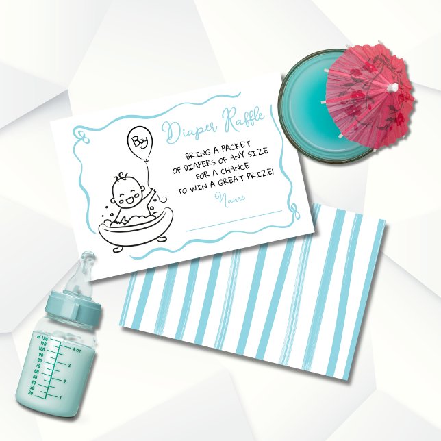 Hand drawn Diaper Raffle Boy Invitation (Creator Uploaded)