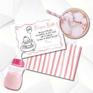 Hand drawn Diaper Raffle Girl Invitation