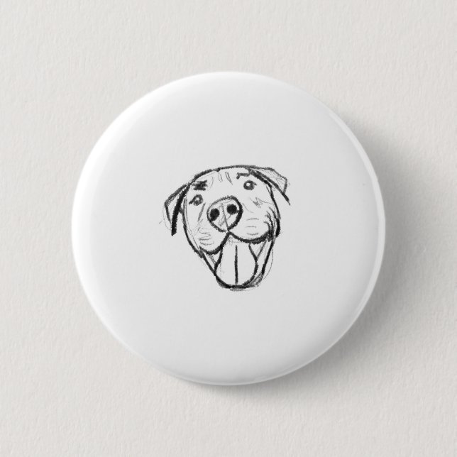 hand drawn digital smiling pit bull button (Front)