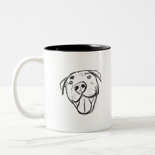 hand drawn digital smiling pit bull Two_Tone coffee mug