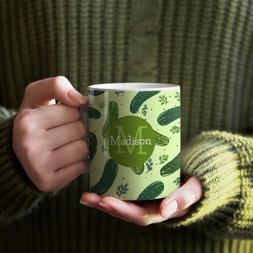 Hand Drawn Dill Pickle Pattern Coffee Mug