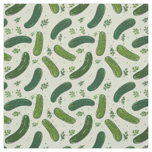 Hand Drawn Dill Pickle Pattern Fabric