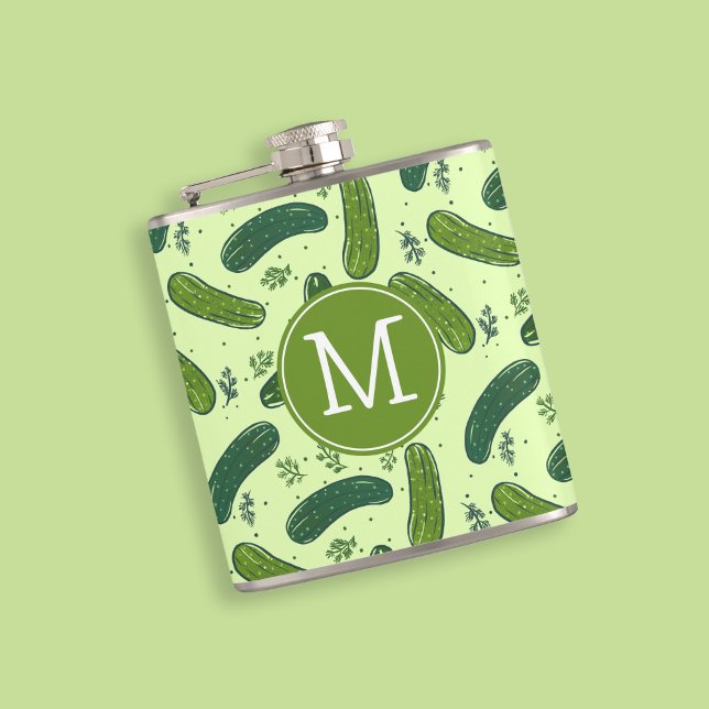 Hand Drawn Dill Pickle Pattern Flask (Pickle Pattern Flask)