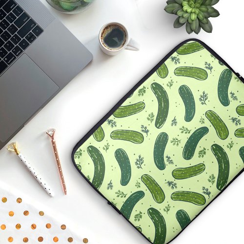 Hand Drawn Dill Pickle Pattern Laptop Sleeve