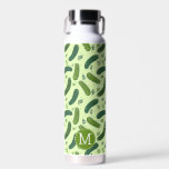 Hand Drawn Dill Pickle Pattern & Monogram Water Bottle<br><div class="desc">This pattern is kind of a big dill ;) features hand drawn dill pickles,  complete with details of dill sprigs,  set against a bright green backdrop in the shade of pickle juice. Perfect for pickle lovers & foodies alike to add a splash of fun and personality!</div>
