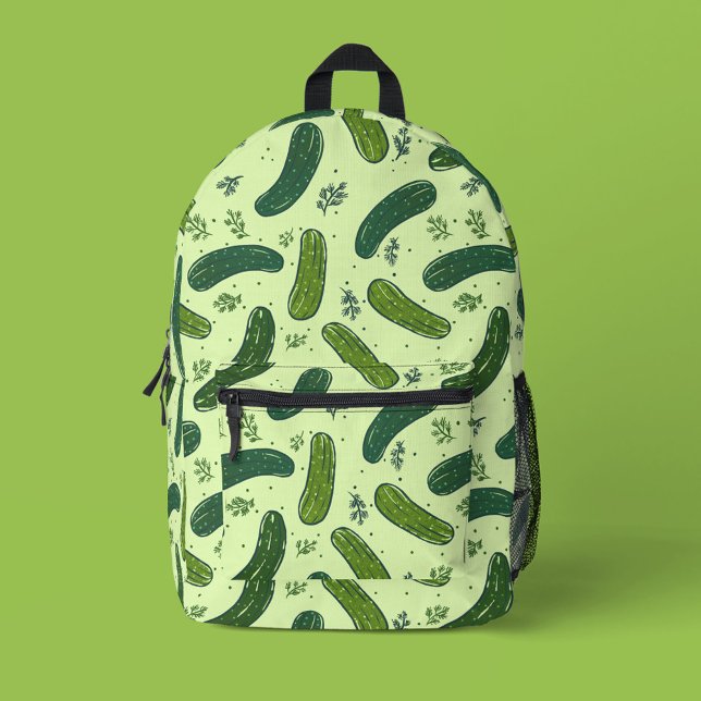 Hand Drawn Dill Pickle Pattern Printed Backpack (Dill Pickle Pattern Backpack)