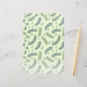 Hand Drawn Dill Pickle Pattern Stationery