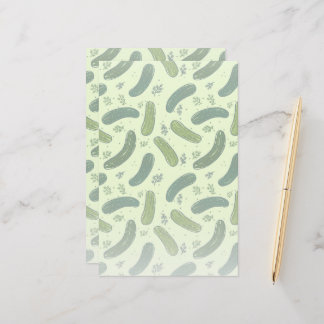 Hand Drawn Dill Pickle Pattern Stationery