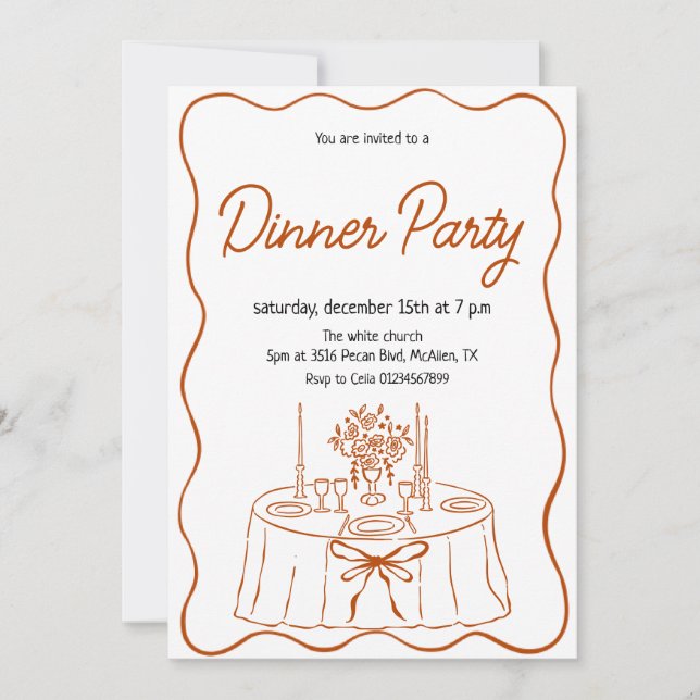 Hand Drawn Dinner Party Invitation (Front)