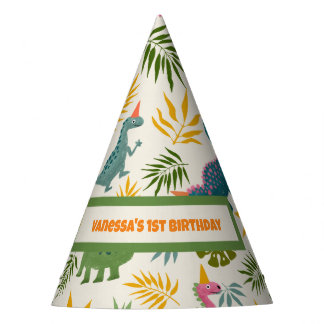 Hand-drawn Dino-mite Birthday Party Colorful Party Hat