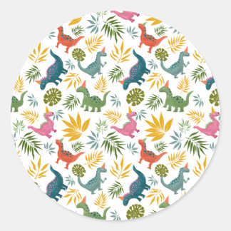 Hand-drawn Dinosaur Kid's Birthday Party Classic Round Sticker