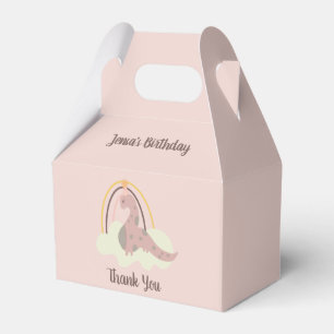 Hand Drawn Dinosaur Rainbow Birthday Party Pink F Favor Boxes