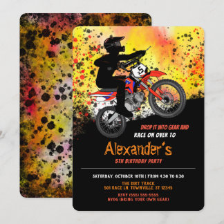 Hand Drawn Dirt Bike - Motocross Birthday Party Invitation