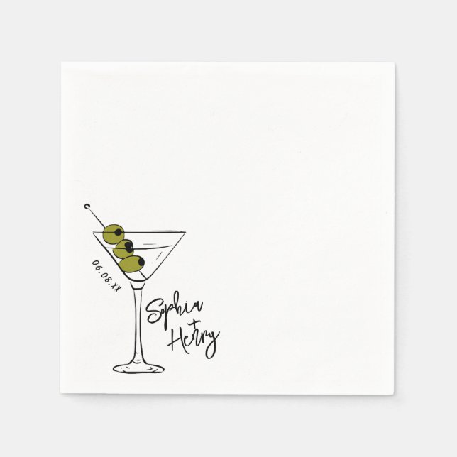 Hand Drawn Dirty Martini Cocktail  Napkins (Front)