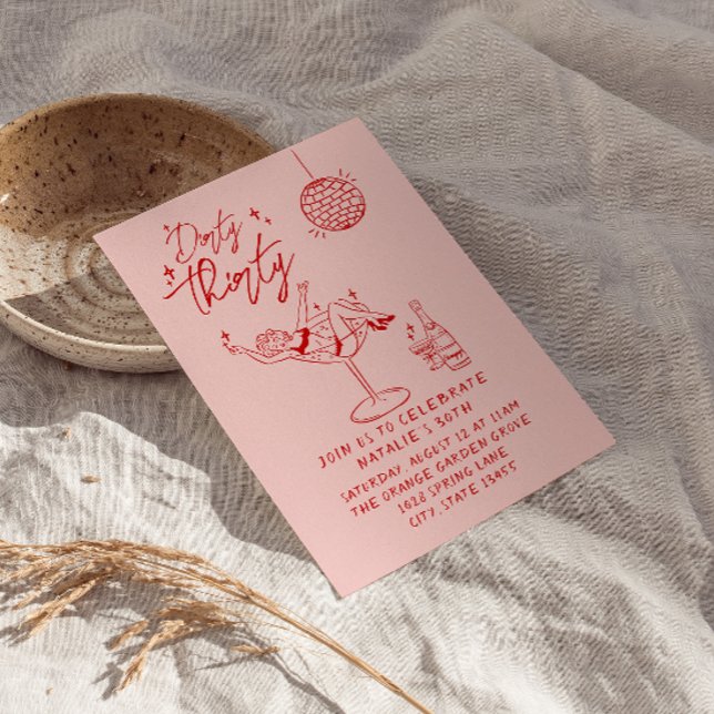 Hand Drawn Dirty Thirty 30th Fun Birthday Party Invitation (Creator Uploaded)