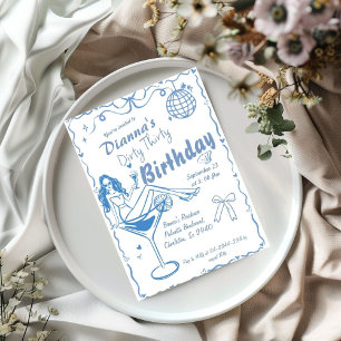 Hand Drawn Dirty Thirty Coastal Cowgirl  Birthday  Invitation