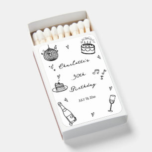 hand drawn disco ball 30th Birthday Party Favor Matchboxes