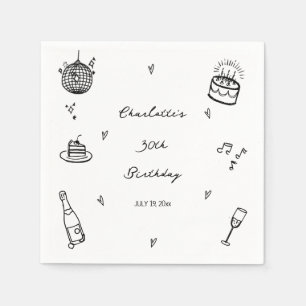 hand drawn disco ball 30th Birthday Party Favor Napkins
