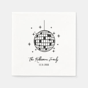 Hand Drawn Disco Ball New Year's Napkins