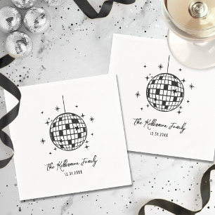 Hand Drawn Disco Ball New Year's Napkins