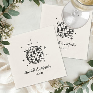 Hand Drawn Disco Retro Wedding Napkins