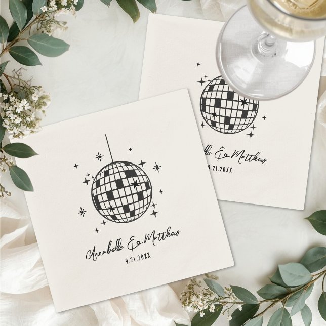Hand Drawn Disco Retro Wedding Napkins (Hand Drawn Disco Retro Wedding Napkins )