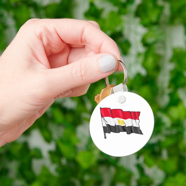 Hand-Drawn Distressed Egypt Flag Keychain (Creator Uploaded)