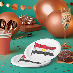 Hand-Drawn Distressed Egypt Flag Paper Plates