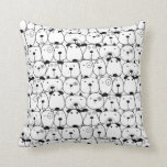 Hand Drawn Dogs Pattern Throw Pillow