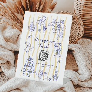 Hand drawn Dolce Vita Bridal Shower Honeymoon Fund Pedestal Sign