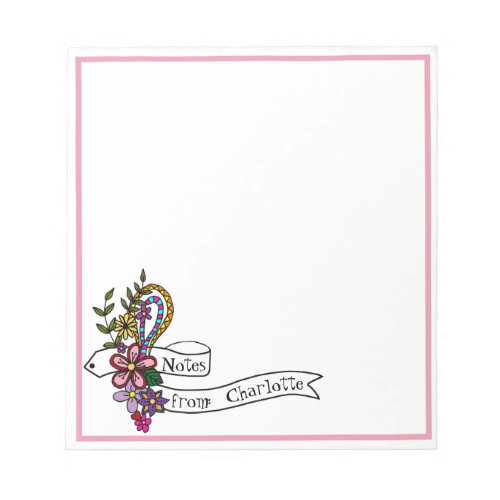 Hand Drawn Doodle Art Colorful Floral Banner Notepad