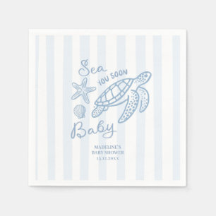 Hand Drawn Doodle Blue Sea You Soon Paper Napkin