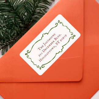 Hand Drawn Doodle Border Christmas Return Address Label