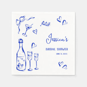 Hand Drawn Doodle Bridal Shower French Bow  Napkins