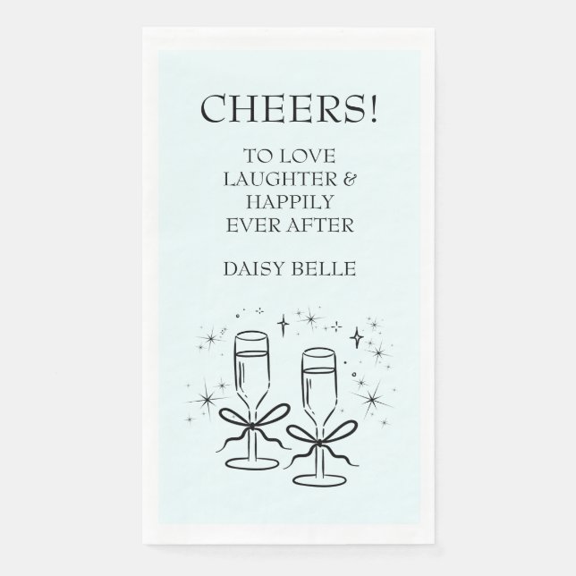 Hand Drawn Doodle Bridal Shower Green Paper Guest Towels (Front)
