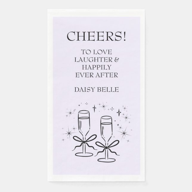 Hand Drawn Doodle Bridal Shower Purple Paper Guest Towels (Front)
